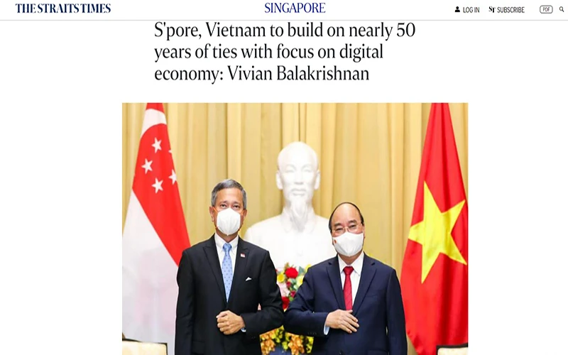 Bài viết về hợp tác Việt Nam-Singapore trên The Straits Times, ngày 23/2.