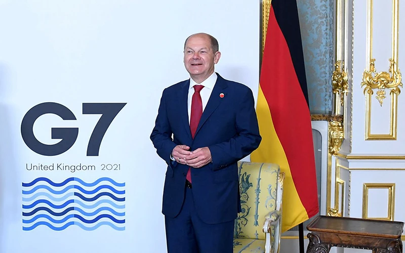 Ông Olaf Scholz tham dự một hội nghị của G9 tại Anh, năm 2021. (Ảnh: Reuters)