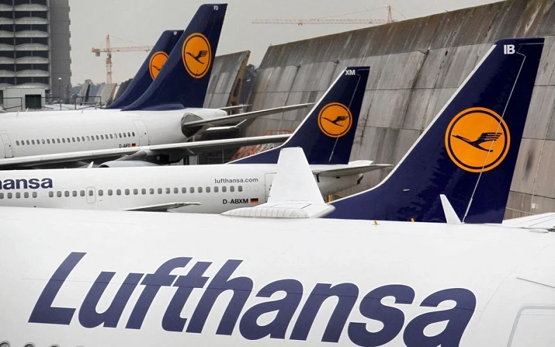 Máy bay của hãng hàng không Lufthansa tại Sân bay Frankfurt, Đức. (Ảnh: Reuters)
