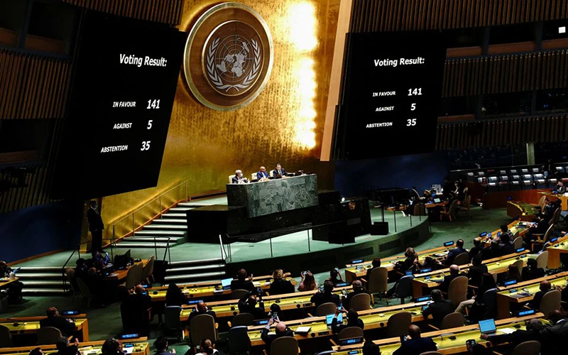 Phiên họp đặc biệt lần thứ 11 của Đại hội đồng Liên hợp quốc trong 77 năm thành lập và phát triển. (Ảnh: Reuters)
