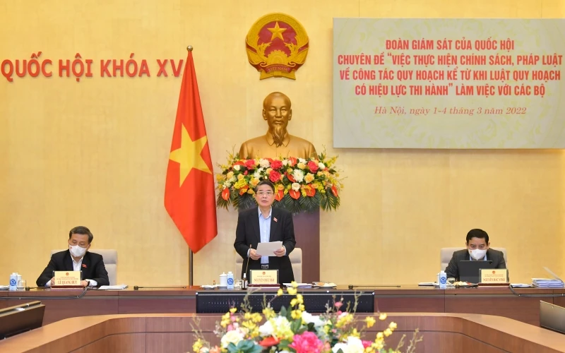 Phó Chủ tịch Quốc hội Nguyễn Đức Hải phát biểu tại buổi làm việc. (Ảnh: Cổng Thông tin điện tử Quốc hội)