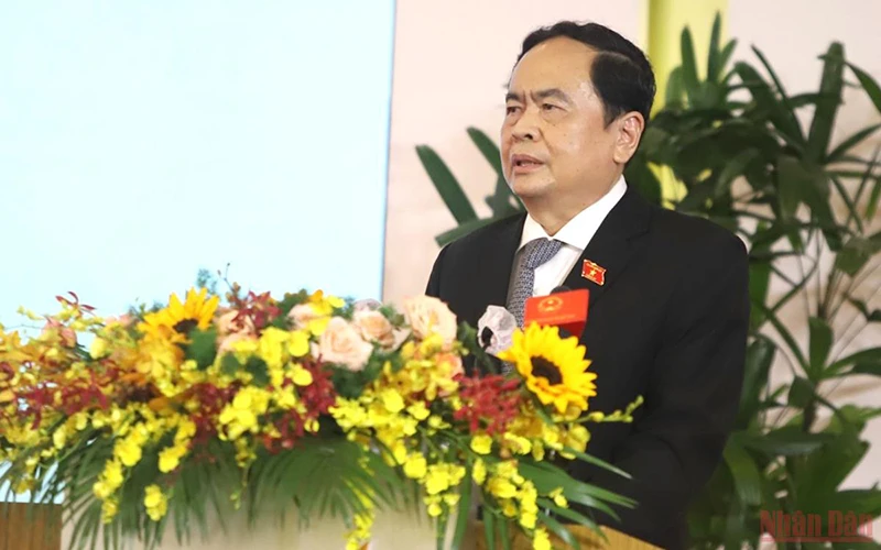 Đồng chí Trần Thanh Mẫn, Ủy viên Bộ Chính trị, Phó Chủ tịch Thường trực Quốc hội phát biểu chỉ đạo hội nghị. (Ảnh: ANH ĐÀO)