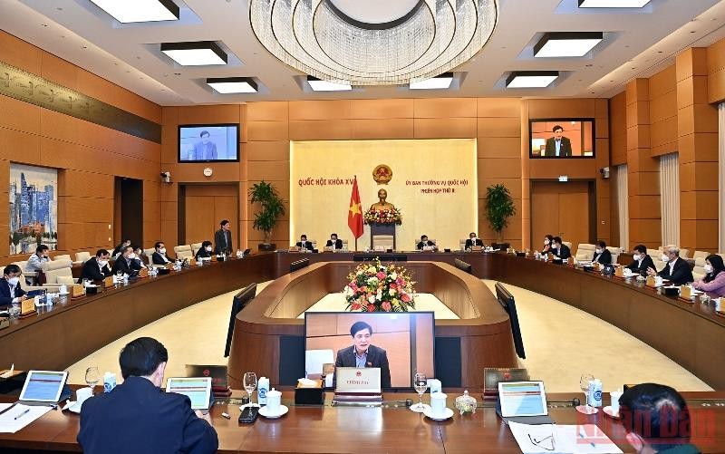 Quang cảnh phiên họp Ủy ban Thường vụ Quốc hội về thực hiện có hiệu quả chủ trương xây dựng đường Hồ Chí Minh. (Ảnh: DUY LINH)