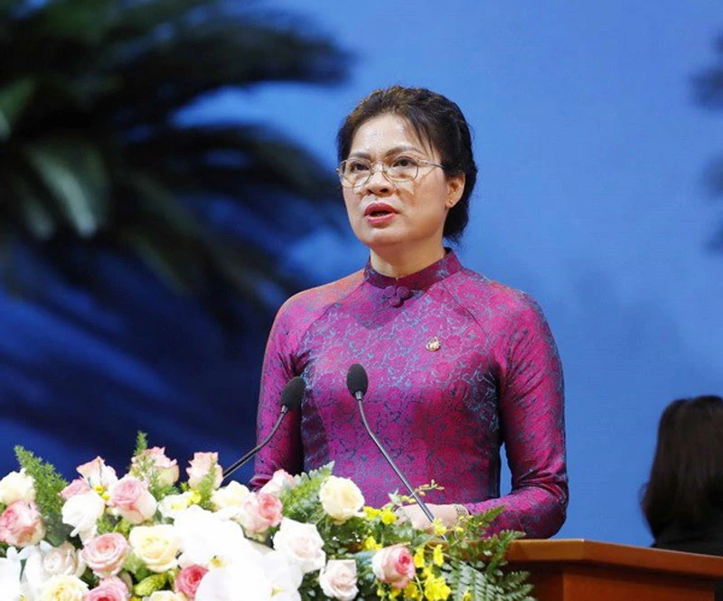 Bà Hà Thị Nga, Ủy viên Trung ương Đảng, Chủ tịch Hội Liên hiệp Phụ nữ Việt Nam khóa XIII. (Ảnh: Phương Hoa/TTXVN)
