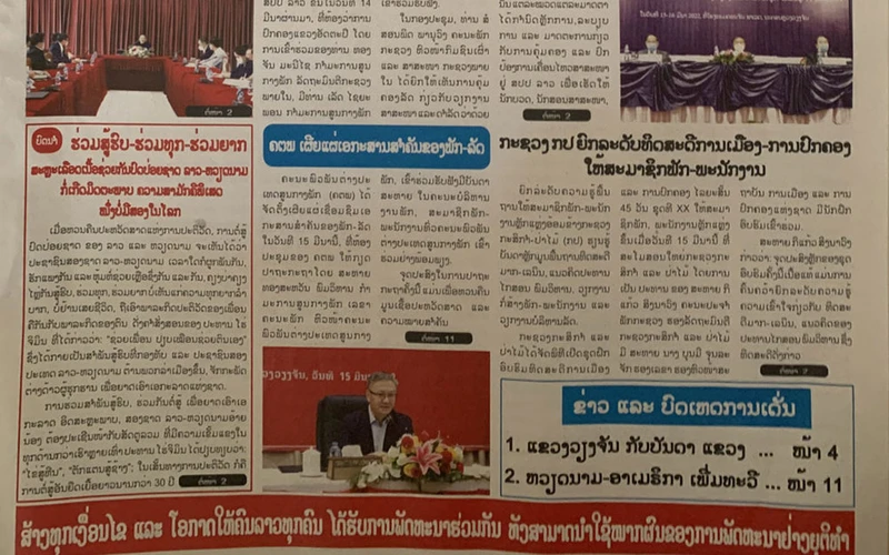 Xã luận báo Pasaxon ngày 16/3 nhấn mạnh: Quan hệ đặc biệt Việt-Lào: Có một không hai trên thế giới. 
