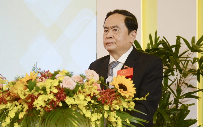 Phó Chủ tịch Thường trực Quốc hội Trần Thanh Mẫn phát biểu tại Hội nghị. (Ảnh: Cổng thông tin điện tử Quốc hội)