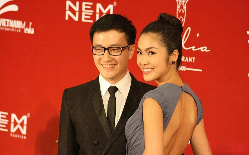 Các diễn viên Tăng Thanh Hà và Lương Mạnh Hải tại LHP quốc tế Hà Nội lần thứ 1.