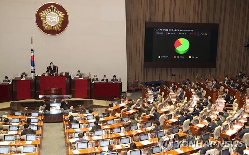 Quốc hội Hàn Quốc thông qua dự luật về trung hòa carbon vào tháng 8/2021. (ẢNH: YONHAP)