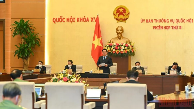 Quang cảnh phiên họp thứ 9 Ủy ban Thường vụ Quốc hội khóa XV. (Ảnh Duy Linh)