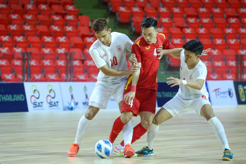Đội tuyển futsal Myanmar giành được điểm số trước đối thủ mạnh hơn là đội tuyển futsal Việt Nam. (Ảnh: VFF)