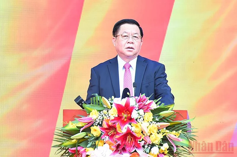Trưởng Ban Tuyên giáo Trung ương Nguyễn Trọng Nghĩa phát biểu tại Lễ khai mạc Hội Báo toàn quốc năm 2022. (Ảnh: THỦY NGUYÊN)