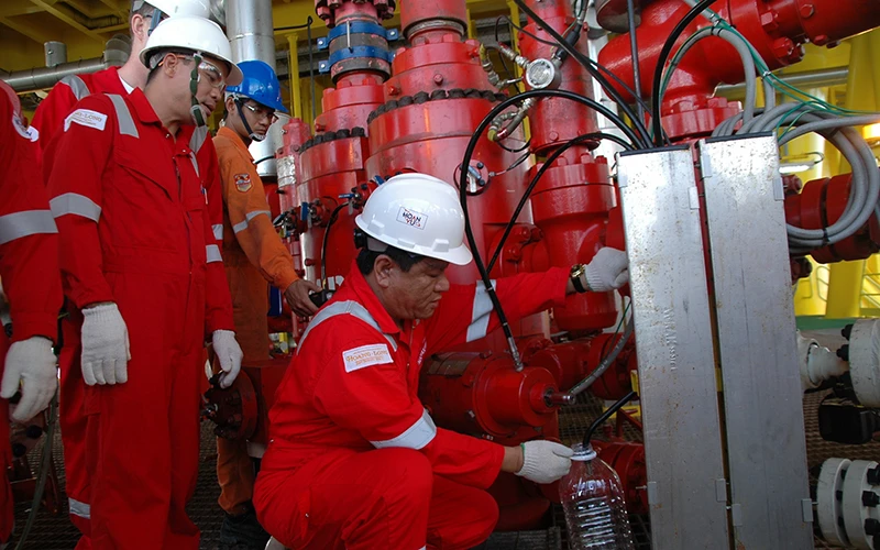 Khai thác dầu khí tại giàn Đại Hùng 02, một trong những giàn khoan lớn và hiện đại nhất hiện nay, hoàn toàn do các kỹ sư, công nhân Việt Nam chế tạo.