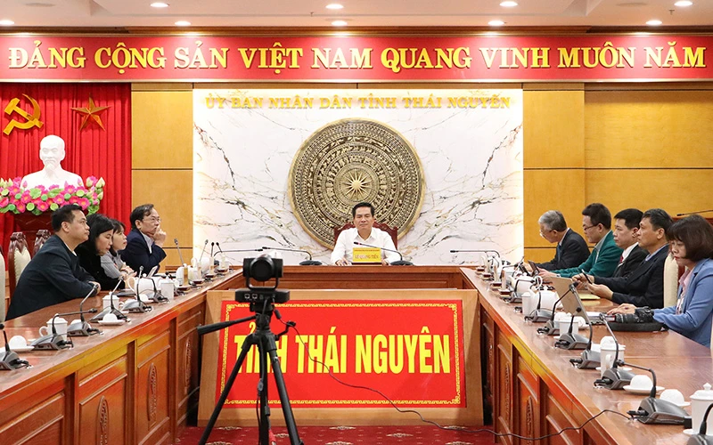 Các đại biểu dự diễn đàn tại điểm cầu tỉnh Thái Nguyên.