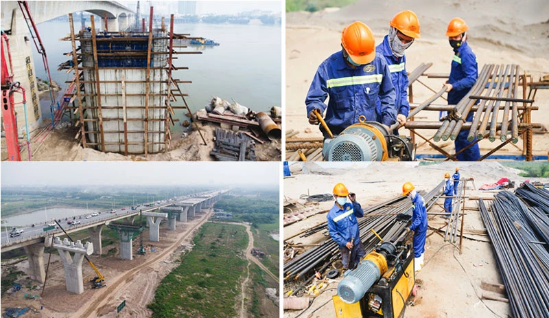 Liên danh nhà thầu Vinaconex-Trung Chính huy động nhiều phương tiện, nhân lực triển khai thi công gói thầu số 1 cầu vượt sông Hồng, trị giá 1.083 tỷ đồng.