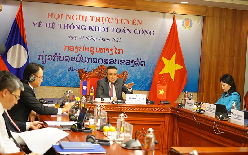 Tổng Kiểm toán nhà nước Việt Nam Trần Sỹ Thanh đồng chủ trì Hội nghị trực tuyến chia sẻ kinh nghiệm về Hệ thống kiểm toán công Việt Nam-Lào.