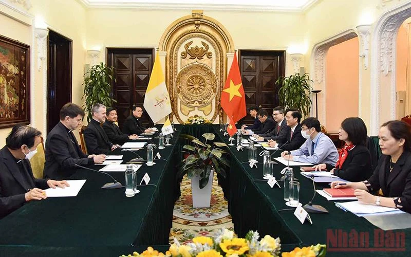 Quang cảnh cuộc họp vòng IX Nhóm Công tác hỗn hợp Việt Nam-Tòa thánh Vatican. (Ảnh: Bộ Ngoại giao)