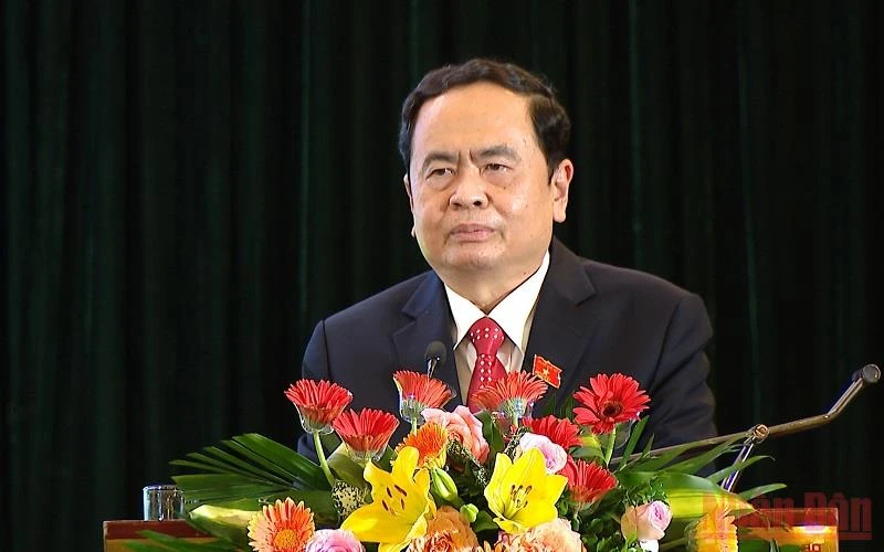 Đồng chí Trần Thanh Mẫn, Ủy viên Bộ Chính trị, Phó Chủ tịch Thường trực Quốc hội phát biểu tại hội nghị.