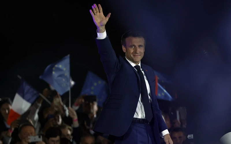 Tổng thống Pháp Emmanuel Macron giành chiến thắng trong cuộc bầu cử tổng thống năm 2022, tiếp tục nhiệm kỳ thứ hai liên tiếp. (Ảnh: Reuters)