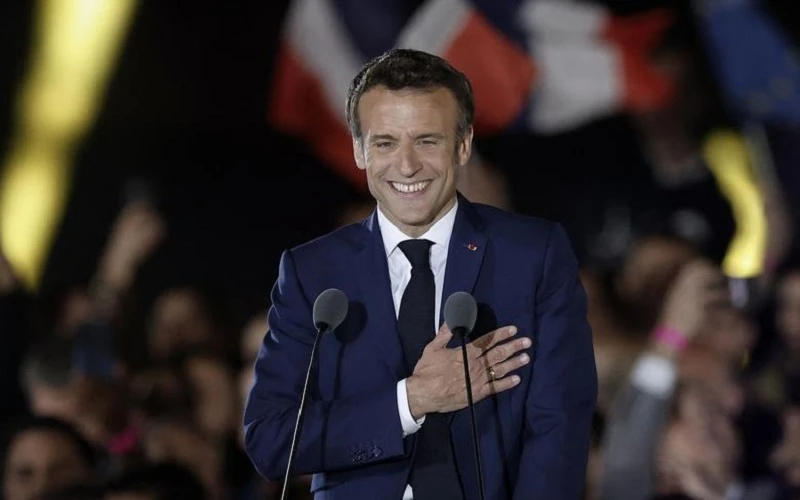 Tổng thống Pháp Emmanuel Macron giành chiến thắng trong cuộc bầu cử tổng thống năm 2022. (Ảnh: Reuters)