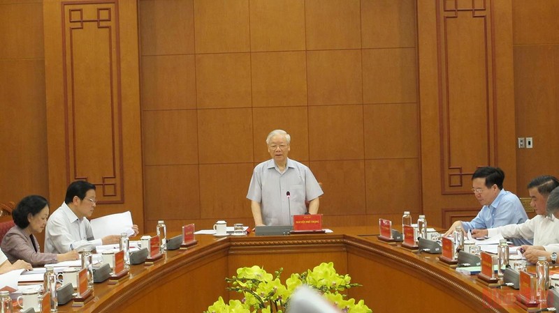 Tổng Bí thư Nguyễn Phú Trọng, Trưởng Ban Chỉ đạo phát biểu tại cuộc họp.