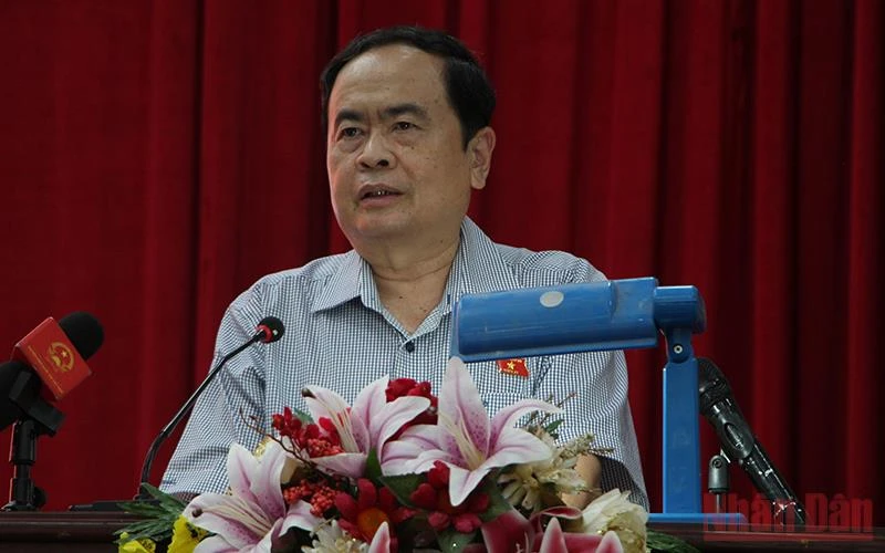 Phó Chủ tịch Thường trực Quốc hội phát biểu trong buổi tiếp xúc cử tri tại huyện Châu Thành A.