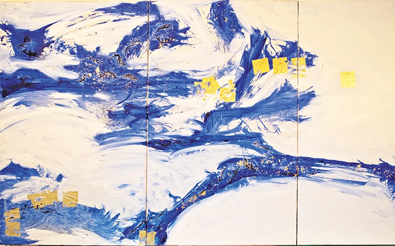 Tác phẩm Miền xanh -Bluedom của Trần Nhật Thăng tại triển lãm Miền không.