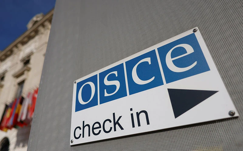 Biển chỉ dẫn lối vào trụ sở OSCE tại Vienna, Áo. (Ảnh: Reuters)