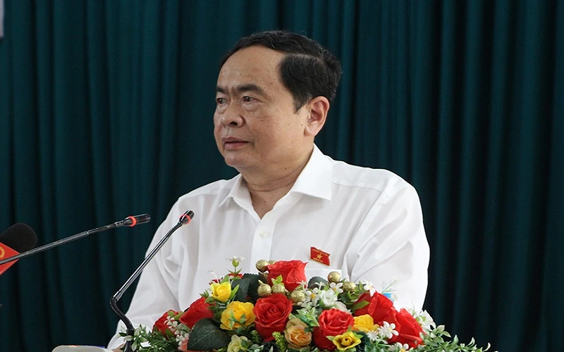 Đồng chí Trần Thanh Mẫn phát biểu tại hội nghị.