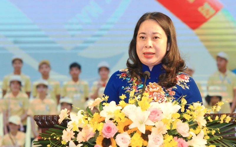 Phó Chủ tịch nước Võ Thị Ánh Xuân phát biểu ý kiến tại buổi lễ.