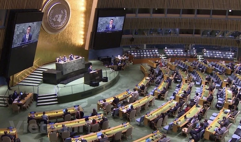 Phiên họp toàn thể của Đại hội đồng Liên hợp quốc. (Ảnh: TTXVN)
