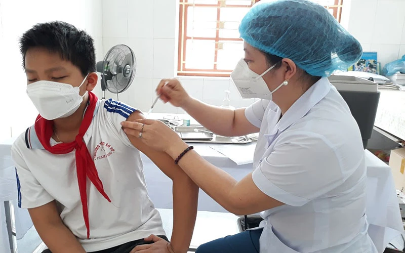 Thái Bình hoàn thành hai đợt tiêm cho trẻ dưới 12 tuổi. (Ảnh: Mai Tú)