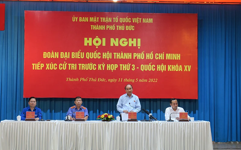 Chủ tịch nước Nguyễn Xuân Phúc phát biểu tại Hội nghị, chiều 11/5.