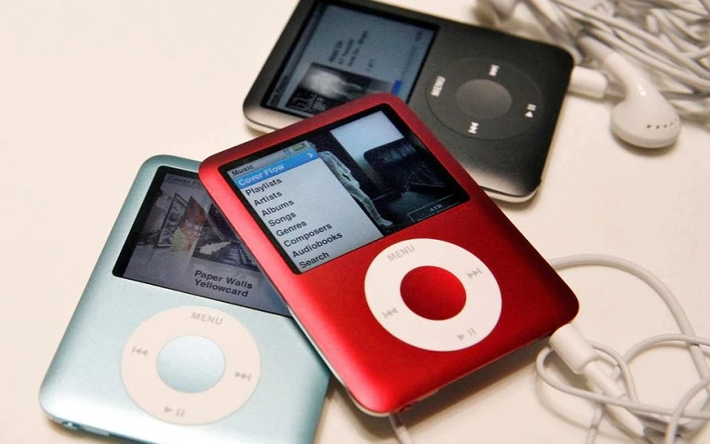 Những chiếc iPod Nano thế hệ mới được trưng bày trong buổi ra mắt ở San Francisco, California, Mỹ vào tháng 9/2007. (Ảnh: Reuters) 