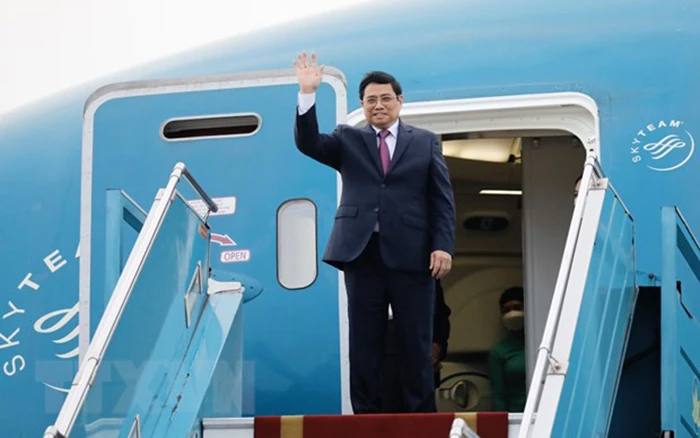 Thủ tướng Phạm Minh Chính lên đường tham dự Hội nghị Cấp cao đặc biệt ASEAN-Hoa Kỳ; thăm, làm việc tại Hoa Kỳ và Liên hợp quốc. (Ảnh: Dương Giang/TTXVN)