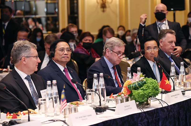 Thủ tướng Phạm Minh Chính đã cùng các nhà lãnh đạo ASEAN tham dự cuộc gặp với cộng đồng doanh nghiệp Hoa Kỳ. (Ảnh: DƯƠNG GIANG)