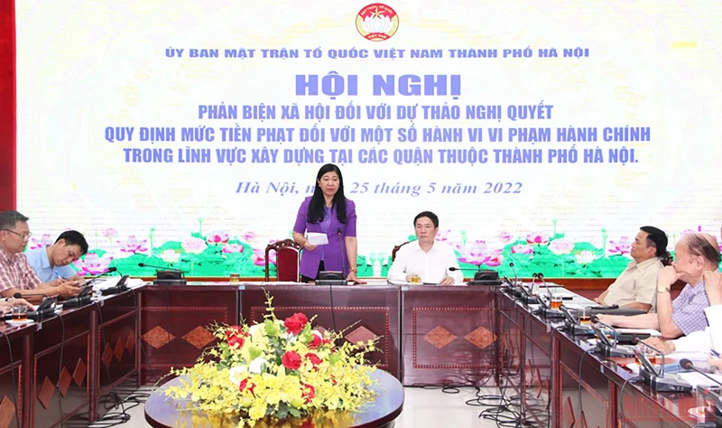 Hội nghị phản biện xã hội do Ủy ban Mặt trận Tổ quốc Việt Nam thành phố Hà Nội tổ chức.