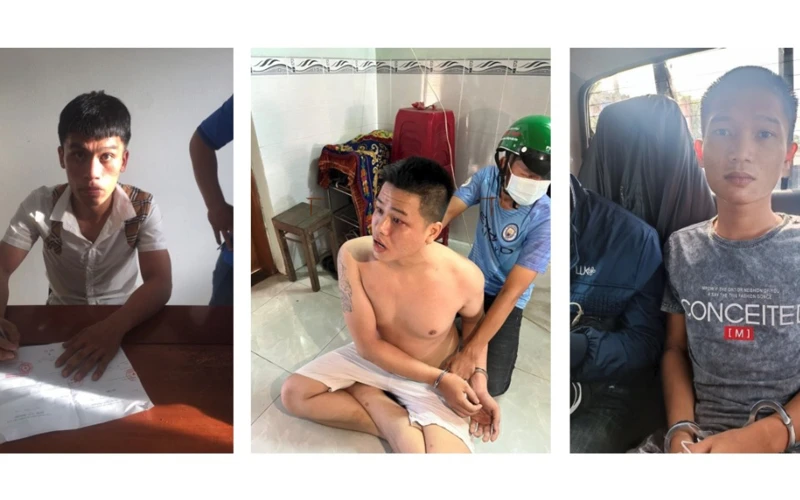 Các đối tượng đã bị tạm giữ hình sự để điều tra vụ tổ chức cướp tiệm vàng tại thành phố Tuy Hòa, Phú Yên. (Ảnh: Công an thành phố Tuy Hòa cung cấp)
