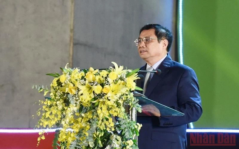 Thủ tướng Phạm Minh Chính phát biểu tại Lễ khai mạc Festival trái cây và sản phẩm OCOP Việt Nam năm 2022. (Ảnh: Trần Hải)