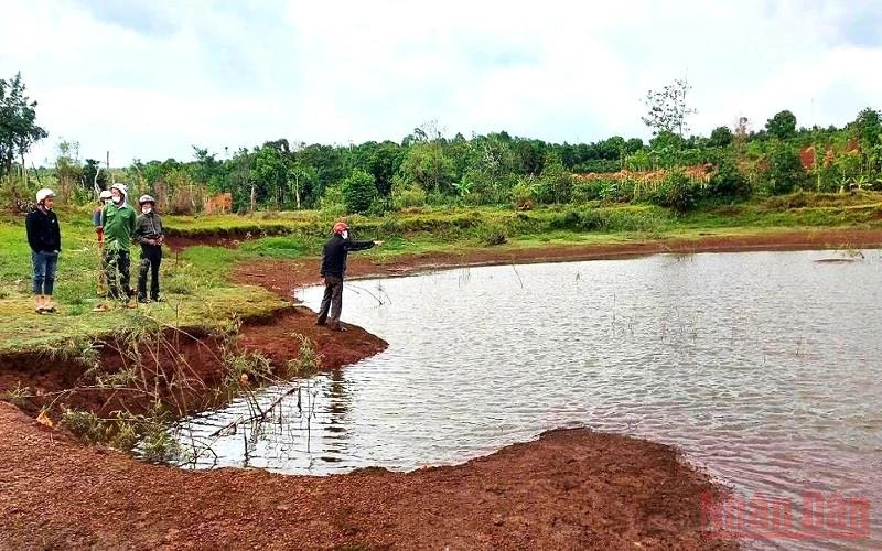 Hồ nước Ea Dhung Tiêng ở buôn Ea Dho, xã Cư Pơng, huyện Krông Búk, nơi xảy ra vụ đuối nước thương tâm khiến 3 cháu nhỏ ở địa phương tử vong vào cuối tháng 3/2022.