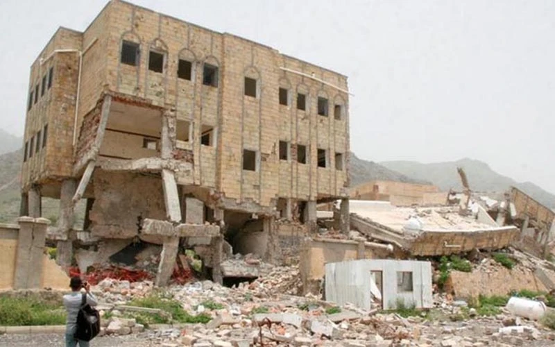 Quang cảnh đổ nát do xung đột ở Yemen. (Ảnh Reuters)