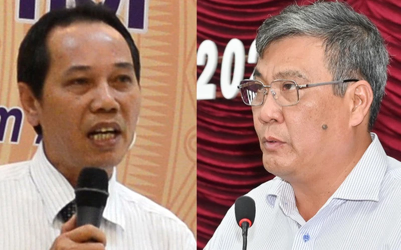 Ông Nguyễn Đức Hòa (trái) và ông Nguyễn Văn Phong - 2 Phó Chủ tịch UBND tỉnh Bình Thuận. (Ảnh: TTXVN)