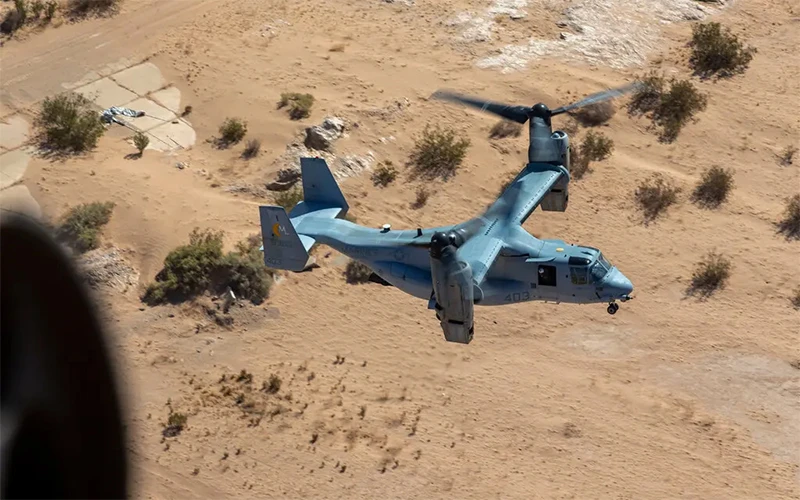 Máy bay MV-22B Osprey trong lần tập luyện gần El Centro, California, năm 2021. (Ảnh: Thủy quân lục chiến Mỹ)