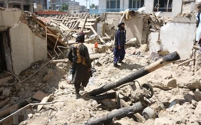 Hiện trường vụ đánh bom ở Kabul, Afghanistan, ngày 24/5/2022. (Ảnh: THX/TTXVN)