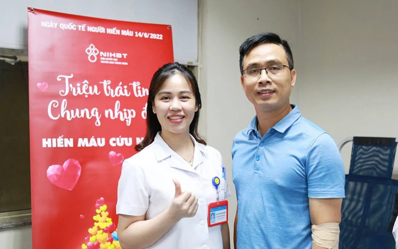 Anh Nguyễn Xuân Thiệp (Hà Nội) tham gia hiến máu vào đúng ngày sinh nhật mình.