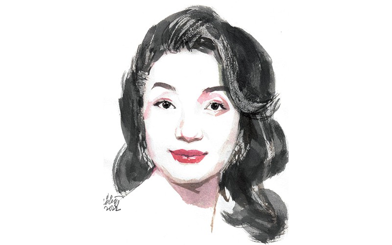 Ký họa chân dung ca sĩ Phạm Thu Hà của họa sĩ Đỗ Hoàng Tường.