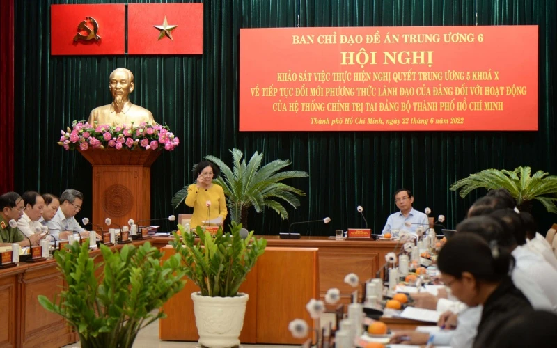 Đồng chí Trương Thị Mai, Ủy viên Bộ Chính trị, Bí thư Trung ương Đảng, Trưởng Ban Tổ chức Trung ương kết luận Hội nghị.
