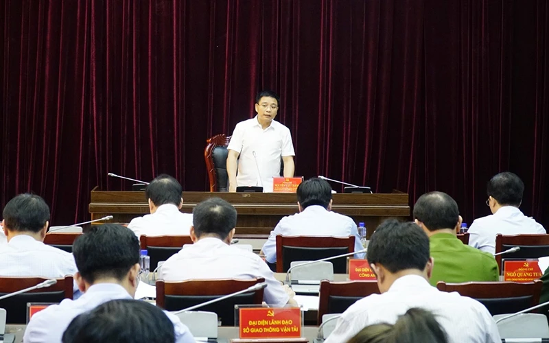 Đồng chí Nguyễn Văn Thắng, Ủy viên Trung ương Đảng, Bí thư Tỉnh ủy Điện Biên phát biểu tại buổi làm việc.