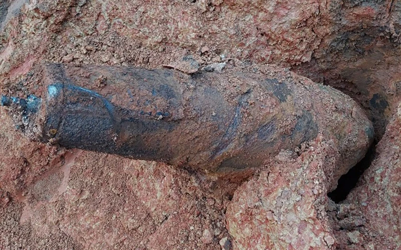 Quả bom được phát hiện tại xã Lãng Công, huyện Sông Lô.