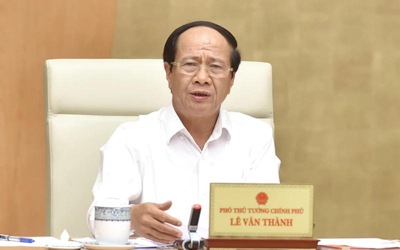 Phó Thủ tướng Lê Văn Thành phát biểu tại cuộc họp. (Ảnh: VGP)