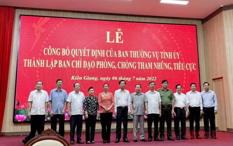 Ban Chỉ đạo Chỉ đạo phòng, chống tham nhũng, tiêu cực tỉnh Kiên Giang ra mắt. 